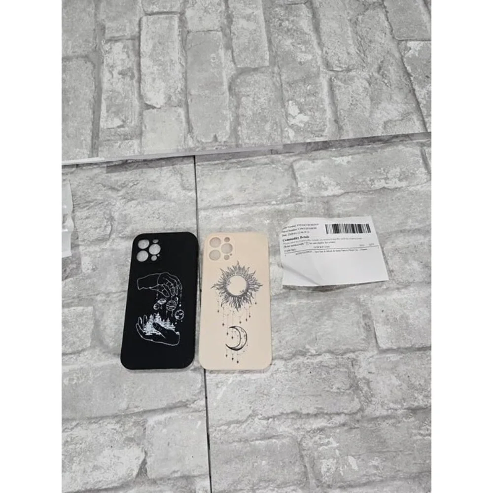 2pcs Sun & Moon & Hand‎ Pattern Phone Case Compatible With iphone pro 12